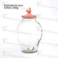 High Qualtiy 6L Keramik Top Cock Glas Saft Getränkebecher mit Hahn / Big Capacity Glas Mason Jar mit Scale